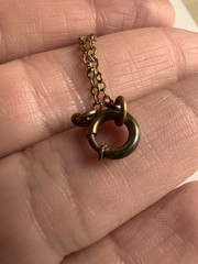 Antique Heart Shaped Photo Locket Gold Over Sterling 19” Chain Read C3