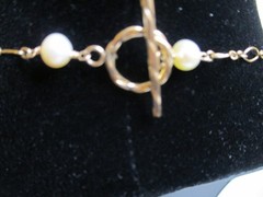 Antique-Like 14K GF Flowerette Necklace w/Jade, Amethyst, Pearl 30.75″L Handmade