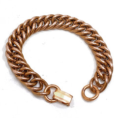 Vintage Chain Bracelet Solid Copper 7″ Heavy Curb Link 41.7gm Very Good Cond