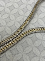 Medici Gold Silver Tone Thick flat Snake Chain Necklace Vintage textured