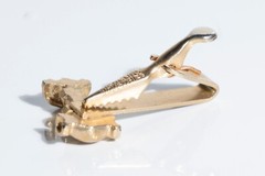 Vintage Mercury Industries Crane Valve Pipe Advertising Tie Bar Clip Gold Tone