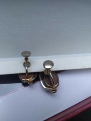 Vtg. Art Deco Screw Back Button Druzy Quartz Earrings GF 1/20 12K JJJ signed