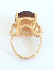 Beautiful Vintage Signed Sarah Coventry Gold Tone Amber Ring Sz 5.5