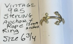 Vintage 925 Anchor Rope Ring Size 6 3/4