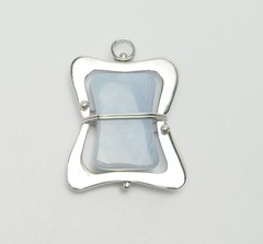 Abstract geometry sterling silver chalcedony light blue gemstone pendant Italy
