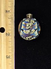 Rare Artisan Vtg Polymer Clay Cherub Angel Jingle Bell Sterling Ball Pendant