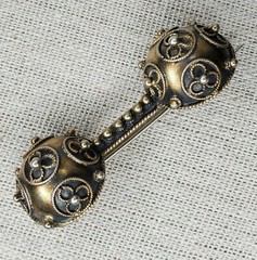 Antique Etruscan Revival Pin Brooch c 1900 Gold Russian Hallmark Granulation