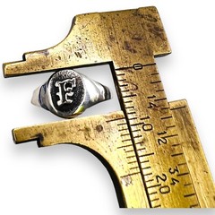 Vintage Initial Letter F Signet Oxidized 925 Sterling Silver Child Ring Size 3