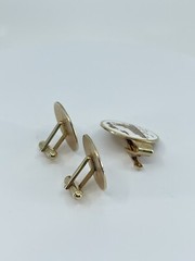 Mr Tara River boat cufflinks and tie clip set red gold white enamel 1″
