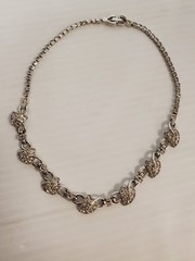 Vintage Pennino Rhodium Plated Rhinestone Leaves Necklace