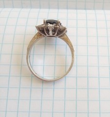 Vintage Ring with stone Sterling Silver 925 Gold 375 test Women Jewelry size 8.5
