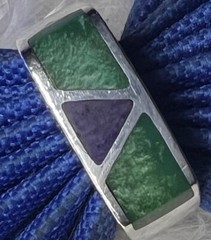 Malachite and Sugilite Sterling Silver 925 VINTAGE Men’s 5/16” BAND RING size 13