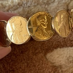 Vintage American Pennies Penny Cuff Bracelet 1970s, 2.25″ Diameter