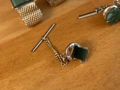 Lot of Cufflinks, Tie bar, Tie Tacks~Gold Tone Mesh Wrap Green, blue~Swank+