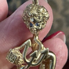 Solid 14k Gold William Ruser “The Two Angels” Brooch Fur Clip 30g Ruby Sapphire