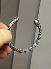 55. Vintage 925 Sterling Trinidad Cone end Twist Cuff bracelet 30.4g. 6 3/4′