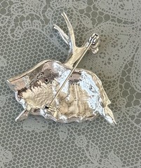 Vintage ballerina Rhinestone Silver Tone Metal Brooch Pin