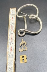 Vintage Sterling Marcasite Letter B Brooch Pin Pendant Victorian Art Deco