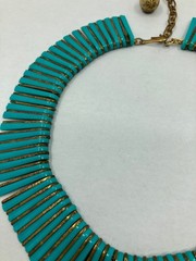 Vintage Egyptian Revival Necklace Robin Egg Blue Plastic Cleopatra Statement Bib