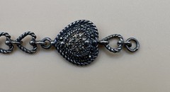 925 Sterling Silver Heart Link Chain Bracelet With Yellow Stones