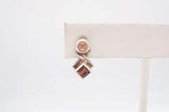 Vintage Sterling Silver 925 Red Cubic Zirconia Earrings