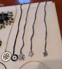 Alex & Ani Lot Of 17 Assorted Black Brooches bracelets Necklace Earrings
