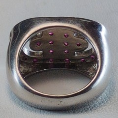 Bold 925 Sterling Silver Geometric CD Logo Revolution Ruby Signet Ring Heavy 11g