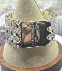 Vintage Givenchy Wide Hexagon Link Bracelet Signed