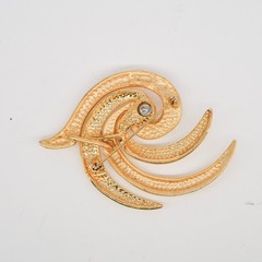 Tona Modernist Swirl Brooch Gold Tone Dual Texture Spiral Pin VTG | 2.5″
