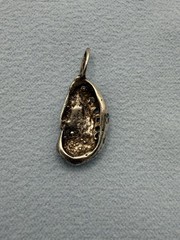 Vintage Sterling Silver Diamond Cut Oyster Abalone Shell Pendant Charm 2.2g