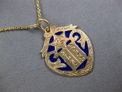 ANTIQUE 14K ROSE GOLD BLUE ENAMEL FILIGREE STAR OF DAVID FLOATING PENDANT #28994