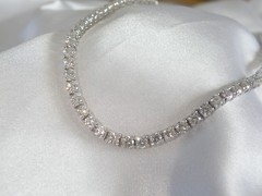 Vintage Sterling Silver 925 Cubic Zirconia Tennis Necklace Fits 18″