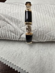 Vintage 14K Yellow Gold Black Onyx Chinese Fortune Good Luck Bracelet