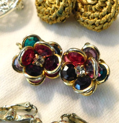 Vintage Earrings Large Lot WEISS CORO COVENTRY MONET Rhinestones 16 Pairs