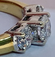 18k Yellow & White Gold Diamond Ring, Natural Earth Diamonds, Vintage, Estate