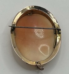 Herbert Bushell & Son Antique Cameo 9CT 9K Gold LARGE 2 1/8” X 1 5/8” Pin Brooch