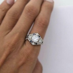 Antique Art Deco 2.30Ct White Diamond Vintage Wedding Ring 14K White Gold Plated