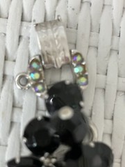 RARE! JULIANA Jet Black Cha Cha Dangle Bead Bracelet AB Rhinestone Clasp! Mint!