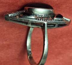925 Sterling Silver Black Gemstones Ring Size 6 3/4 Art Deco Style? 6 Grams