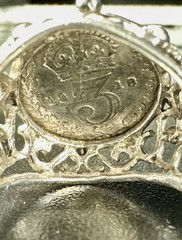 Antique 1918 George V Silver Three Pence Coin Sterling Silver 925 Ring SZ 6