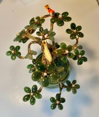 AUTHENTIC SWOBODA GEM TREE ~JADE, AVENTURINE, PEARL, BIRDS ON TREE~STUNNING!