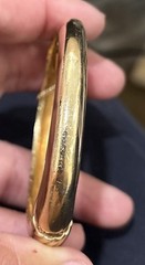 Vtg PANETTA Gold White Enamel w/ Pave Crystals Hinged Bangle Bracelet