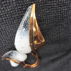 Vintage Matisse Renoir Brooch Enamel Copper Double Leaf