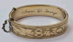 Victorian Gold Filled Hinged Bangle Bracelet 6″ Signed B&B 18.5 Grams