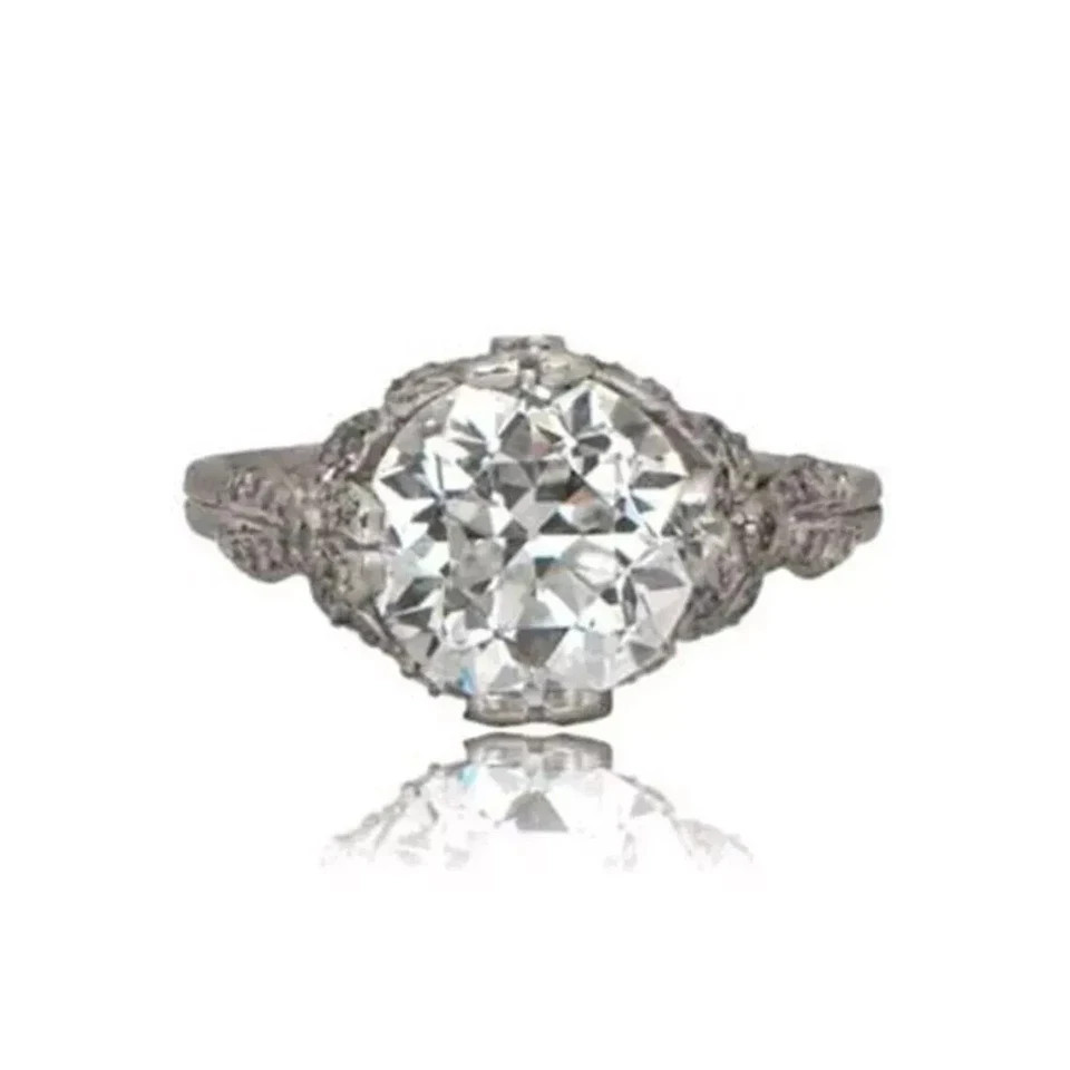 Pretty Art Deco Style Round Cut Lab Created Diamond 925 Silver Birthday Ring