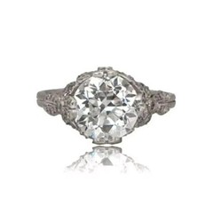 Pretty Art Deco Style Round Cut Lab Created Diamond 925 Silver Birthday Ring