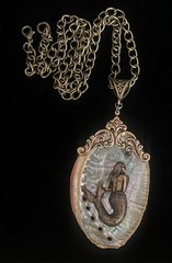 Mermaid Necklace Art Nouveau Siren Abalone Shell Pendant Mermaid Jewelry