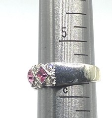 Vintage Serling silver Pink & Clear Sparkle CZ Cocktail Band Ring Size 5.5