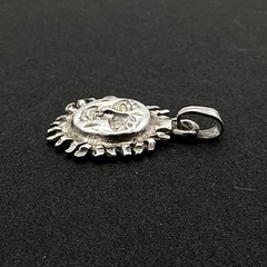 SUN FACE sterling silver pendant – vintage Mexican artisan-made 1-1/8″ signed