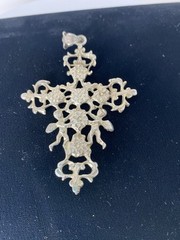 Vtg Guglielmo Cini Art Nouveau Cross Pendant 3.5 Inches